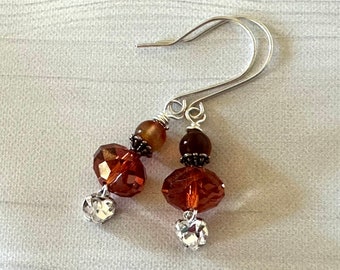 Red Magma Crystal Heart Earrings