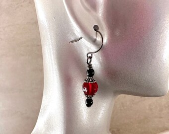 Red and Black Holiday Earrings