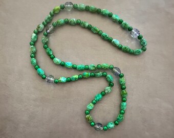 Long Green Beaded Necklace