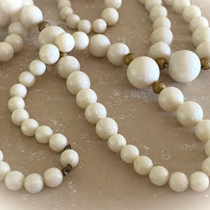 Vintage Rope Length Art Deco Necklace. Extra Long 52 Inches. White and Gold Beads image 9