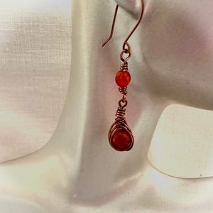 Carnelian and Copper Herringbone Weave Earrings image 4