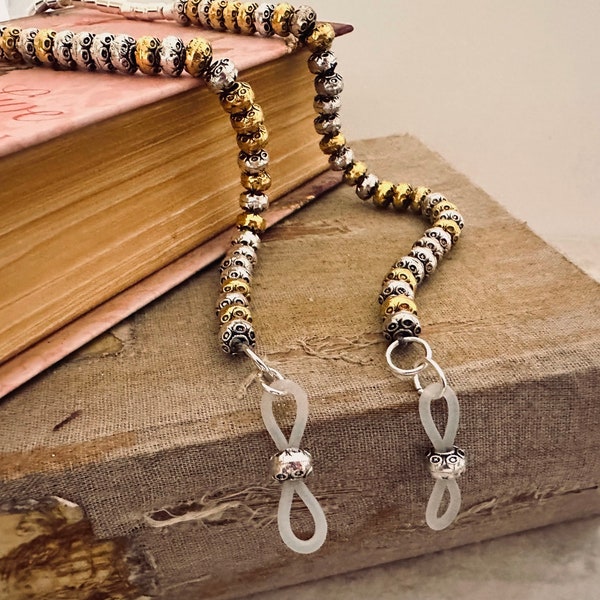 Luxury Two Tone Gold and Silver Beaded Eyeglass Leash