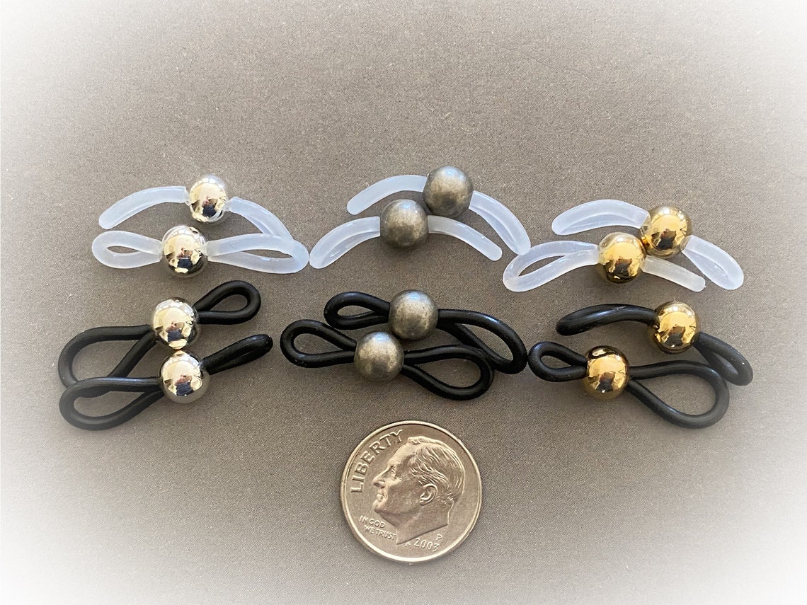 10 Gold Plated Black Beaded Eyeglass Holder Necklace Findings For