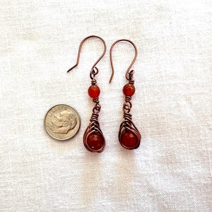 Carnelian and Copper Herringbone Weave Earrings image 7