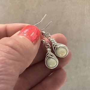 Turquoise Wire Wrapped Earrings. Stainless Steel Ear Wires image 2