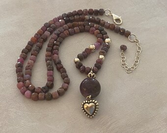 Ruby Sapphire Beaded Necklace