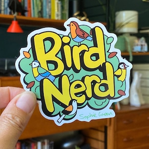 Pegatina de vinilo para observar aves de Bird Nerd