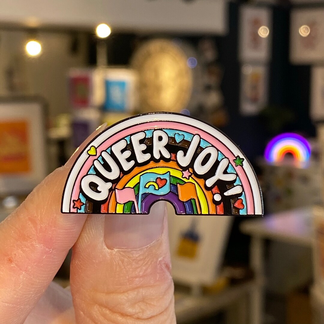 Queer Joy! Rainbow Enamel Pin Badge - Etsy UK
