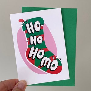 Carte de Noël Ho Ho Homo LGBTQ Gay Lesbian Xmas