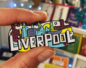 Liverpool City Waterfront Skyline Enamel Fridge Magnet