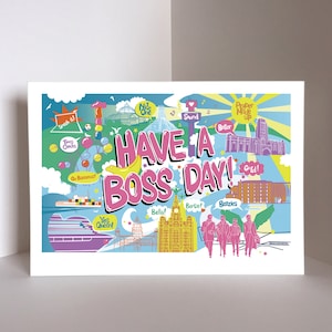 Have A Boss Day Pink Liverpool Scouse Signed Art Print