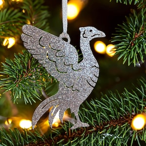 Liverpool Liverbird Christmas Decoration Silver Holographic Glitter Sparkle