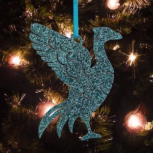 Sterlingsilber Liverbird Weihnachtsdekoration Türkis Grün Glitzer