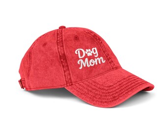 Dog Mom Vintage Hat Embroidered Minimalist Dog Face Hat for Proud Pet Moms and Dog-Loving Style