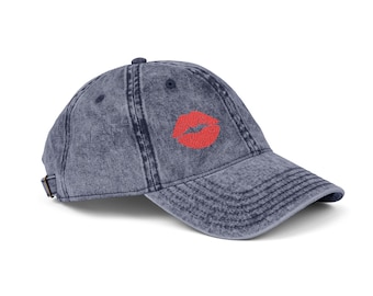 Red Lips Embroidered Trucker Hat: Y2K Retro Streetwear - Etsy