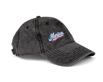 MERICA Vintage Hat Patriotic Embroidered Hat for Bold American Style