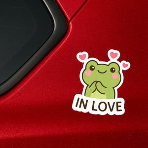 In Love Frog Sticker – Cute Romantic Vinyl Decal for Water Bottles, Laptops, Notebooks & Adorable Kawaii Relationship Expressions