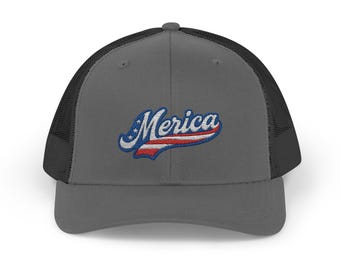 Merica トラッカーハット 愛国的な刺繍入りヴィンテージスポーツスタイルハット