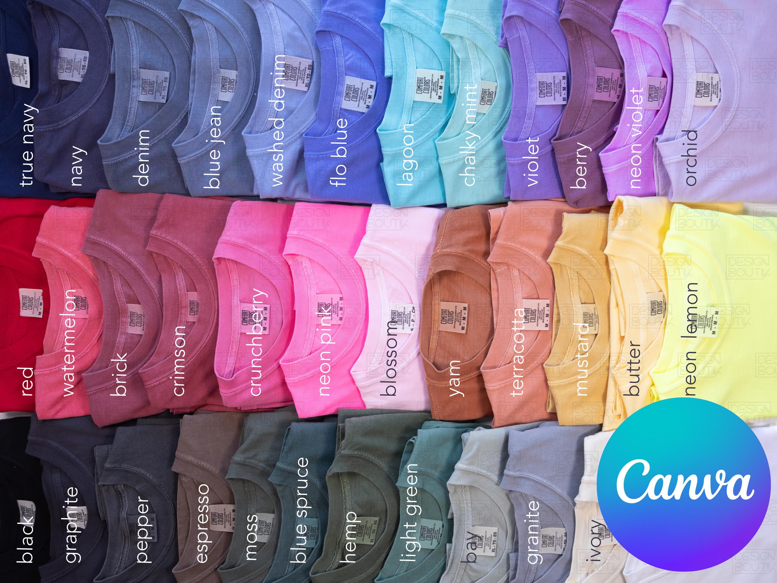 Comfort Colors 1717 Color Chart, CC 1717 Color Guide Mockup, Comfort ...