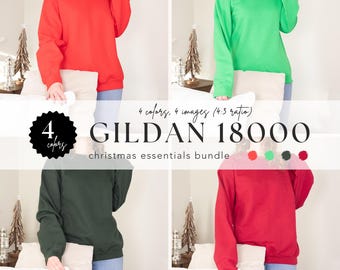 Gildan 18000 Sweatshirt Christmas Mockup Bundle, G180 Real Model Mock-ups, Crewneck Mock Up Bundle, Shirt Sleeve Mockups for Print on Demand