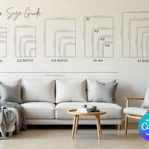 Editable & Printable Wall Art Size Guide Mockup, Frame Sizes Guide, Image Size Guide, Digital Poster Sizes, Frame Size Guide, Art Print Size