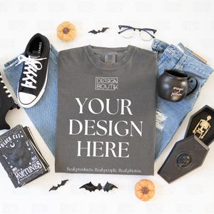 Pepper Comfort Colors 1717 T-Shirt Mockup, Tee Flat Lay Mock-up, Lifestyle Mock, Halloween Aesthetics