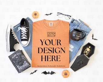 Yam Comfort Colors 1717 T-Shirt Mockup, Tee Flat Lay Mock-up, Lifestyle Mock, Halloween Aesthetics