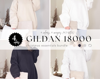 Gildan 18000 Sweatshirt Christmas Mockup Bundle, G180 Real Model Mock-ups, Crewneck Mock Up Bundle, Shirt Sleeve Mockups for Print on Demand