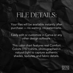 Comfort Colors 1717 Color Chart, CC 1717 Color Guide Mockup, Comfort Colors 1717 T-shirt Mockup, Editable Color Chart Canva Template image 4