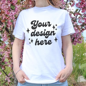 Comfort Colors 1717 White Tshirt Mockup | Comfort Colors 1717 Mockup White T-shirt Mockup | Tee Floral Mock up | Real Model T-shirt Mockup