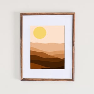Simple Framed Wall Art Mockup Brown Wood, Minimalist Wall Art Mockup, Wall Art Photoshop PSD Smart Object Mockup
