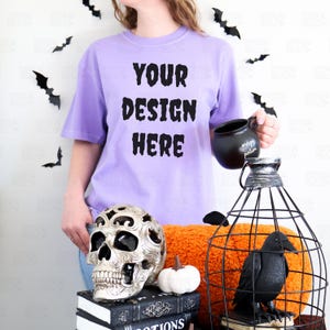 Violet Comfort Colors 1717 Mockup, Fall Tee Mock up, Halloween CC1717 Mockup, Halloween T-shirt Mock-up, Fall Shirt Mockup
