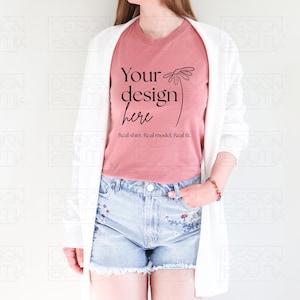 Bella Canvas 3001 Mint T-shirt Mockup | Summer Tshirt Mock Up | BC 3001 Tee Mock-up | Trendy Real Model 3001 Shirt Mock