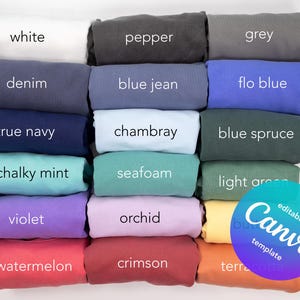 Comfort Colors 1566 Sweatshirt Color Chart, Stacked Full Palette, JPG & Editable Canva Template