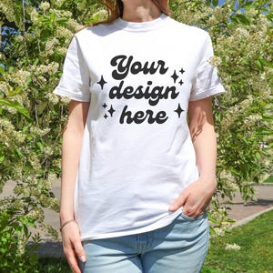 Comfort Colors 1717 White Tshirt Mockup | Comfort Colors 1717 Mockup White T-shirt Mockup | Tee Floral Mock up | Real Model T-shirt Mockup