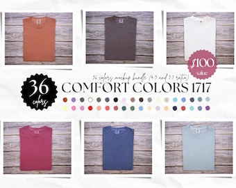 Comfort Colors 1717 T-Shirt Mockup Bundle | 36 Colors Folded Flat Lay Images (Square + Landscape)
