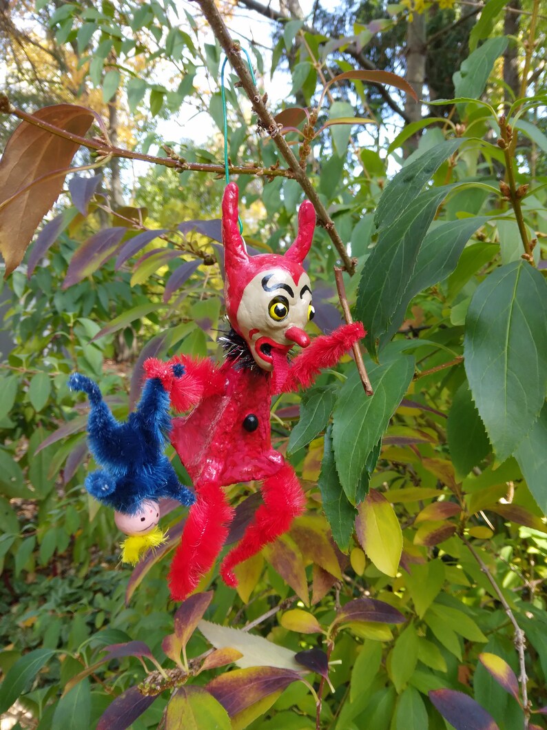 Naughty Krampus Folk Art Devil Christmas Ornament Yuletide Etsy