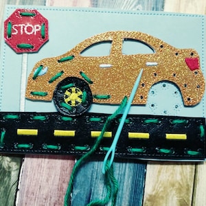 Cartes de couture pour enfants - Carte de couture de voiture - apprendre à coudre - jouet occupé - jouet d’activité - carte de laçage de voiture - jouet d’apprentissage - jouet Montessori - calme