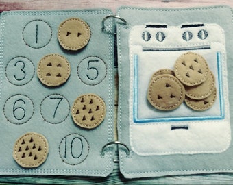 Felt Quiet Book Page: Learn to Count Cookies, Toddler Busy Book