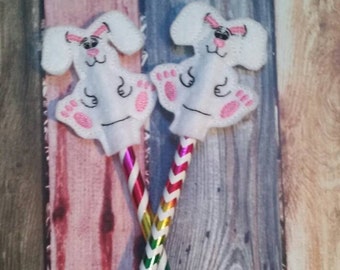 Easter Bunny - Pencil Topper - rabbit - kids Easter Basket - Party Favor - Non Food Treat - Pencil Included - classroom treat - Easter