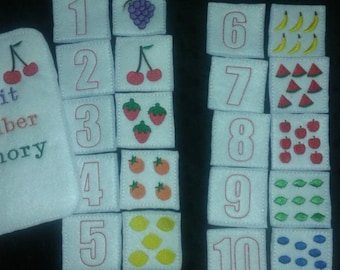 Felt Fruit Number Matching Game: Toddler Learning Toy