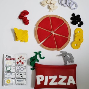 Felt Food Pizza pretend play Pizza Restaurant play set felt food pretend play build your own image 2