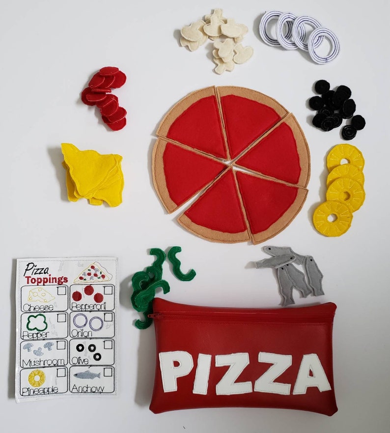 Felt Food Pizza pretend play Pizza Restaurant play set felt food pretend play build your own image 2