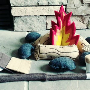 Felt Campfire with lantern play set Felt Bonfire Playset kids camping play campfire campfire play set gift for kids image 2