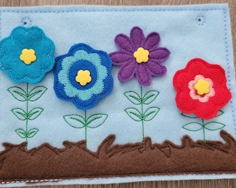 Snap a Flower Quiet book page  - toddler quiet book - busy book page - educational - learning toy - sensory play - coordination