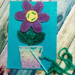 Cartes à coudre pour enfants - carte à coudre fleurs - apprendre à coudre - jouet occupé - jouet d'activité - carte de laçage de fleurs - jouet d'apprentissage - jouet Montessori