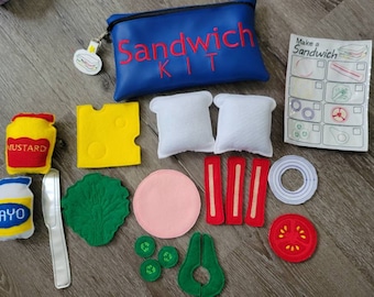 Felt Food Sandwich - pretend play - Sandwich Restaurant play set - felt food - pretend play - build your own