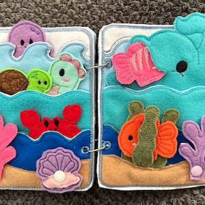 Under the Sea Ocean Animal Quiet Book - Toddler Quiet Activity Toy - Educational Gift For Kids - Learning Toy - Busy Book - Finger Puppets