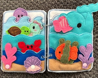 Under the Sea Finger Puppets, Hands-on Learning Tool, Preschool Teachers Gift, Interactive Ocean Animals Book for Kids