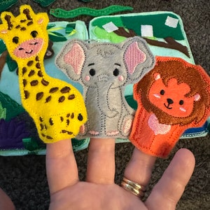 Jungle Animal Toddler Quiet Book Busy Book Zoo Animal Activity Book Gift for Toddler Animal Finger Puppets Educational Quiet Book image 5